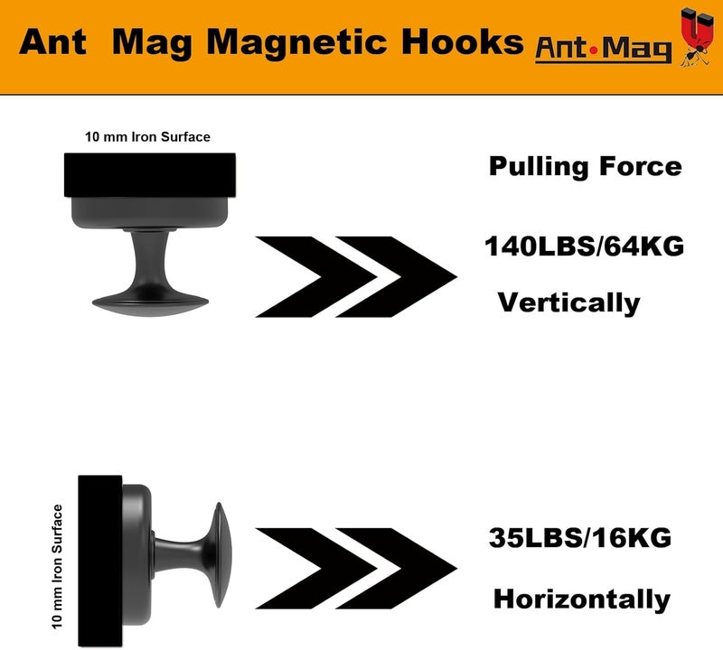 Ant Mag Magnetic Hooks Heavy Duty for Coat Hanging Strong Magnetic Hangers for Metal Surface Great Organization for Cruise Cabinet Door Kitchen Room Office - Image 3